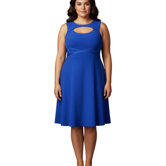 Lane Bryant Dresses & Skirts - NWT Lane Bryant Women’s 22/24 Blue Sleeveless Dress Cut Out Stretch Knit Sexy